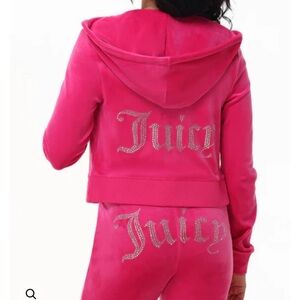 Juicy Couture Hot Pink Velour Rhinestone Tracksuit
